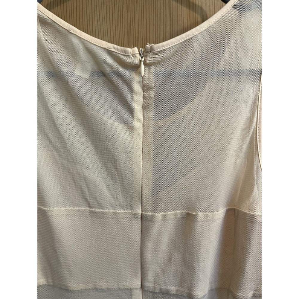 EN CREME Sheer Ivory Black Sleeveless Mini Dress Medium Lined Tulle Skirt - Picture 10 of 12